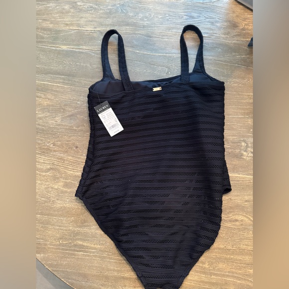NWT Ralph‎ Lauren Women’s Ottoman Mesh Square Neck One Piece Swimsuit. Black 14 - Picture 4 of 8